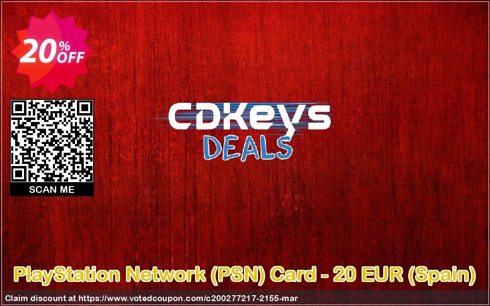 PS Network, PSN Card - 20 EUR, Spain  Coupon Code Apr 2024, 20% OFF - VotedCoupon