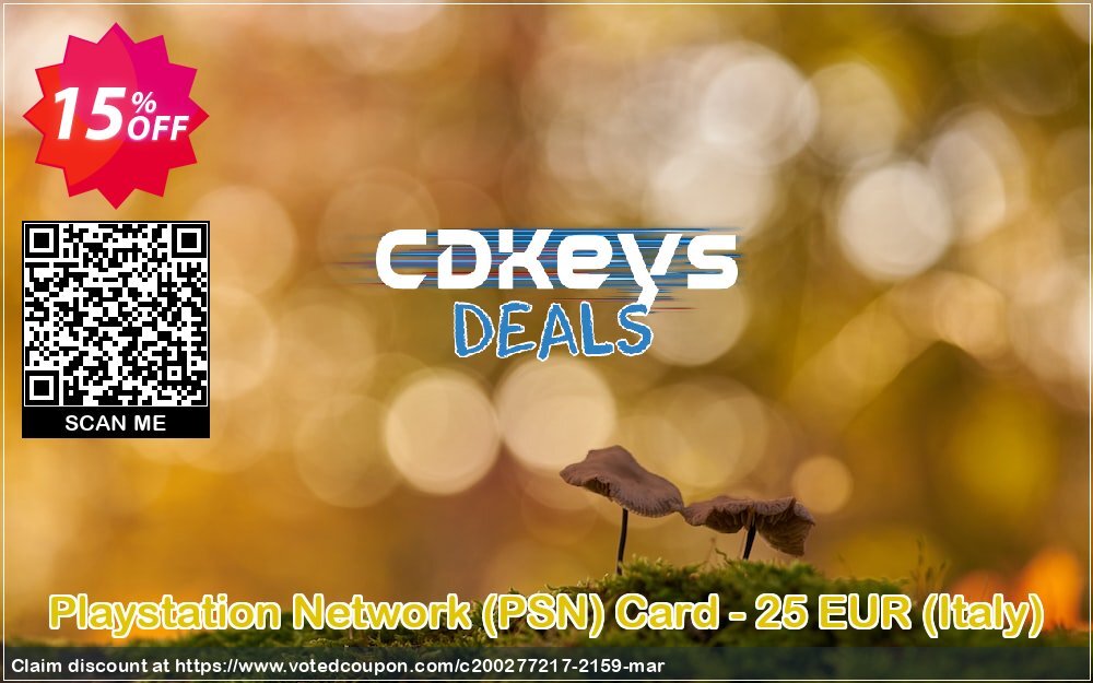 PS Network, PSN Card - 25 EUR, Italy  Coupon, discount Playstation Network (PSN) Card - 25 EUR (Italy) Deal. Promotion: Playstation Network (PSN) Card - 25 EUR (Italy) Exclusive offer 