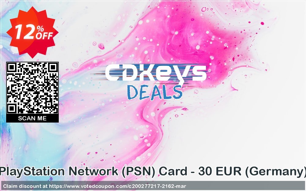 PS Network, PSN Card - 30 EUR, Germany  Coupon, discount PlayStation Network (PSN) Card - 30 EUR (Germany) Deal. Promotion: PlayStation Network (PSN) Card - 30 EUR (Germany) Exclusive offer 