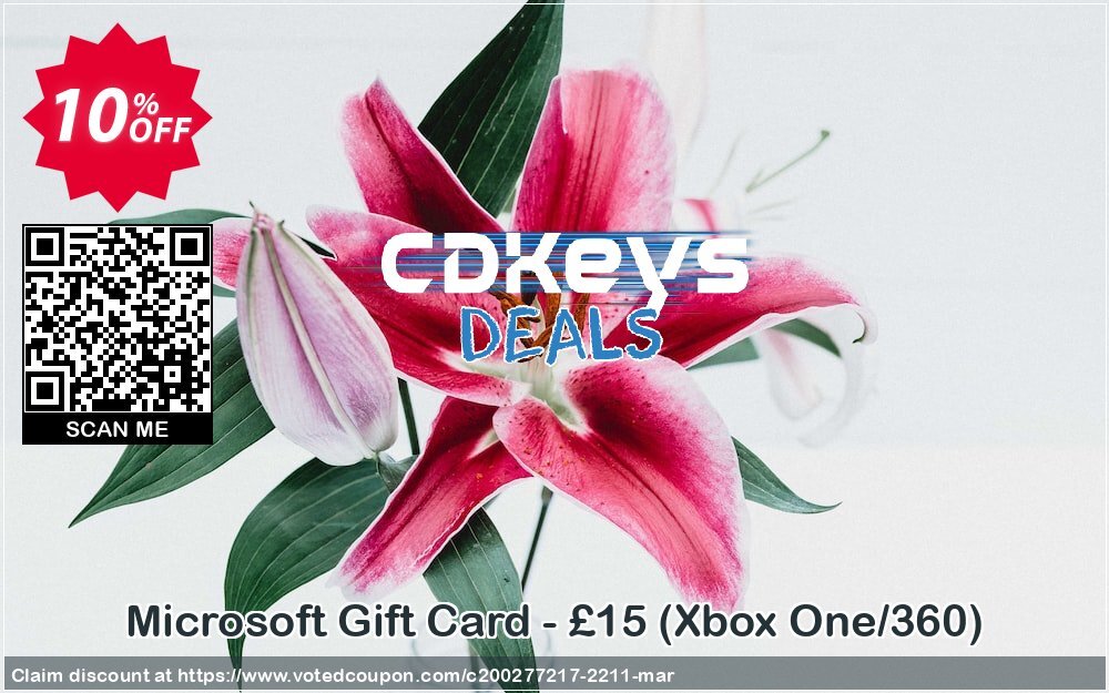 Microsoft Gift Card - £15, Xbox One/360  Coupon, discount Microsoft Gift Card - £15 (Xbox One/360) Deal. Promotion: Microsoft Gift Card - £15 (Xbox One/360) Exclusive offer 