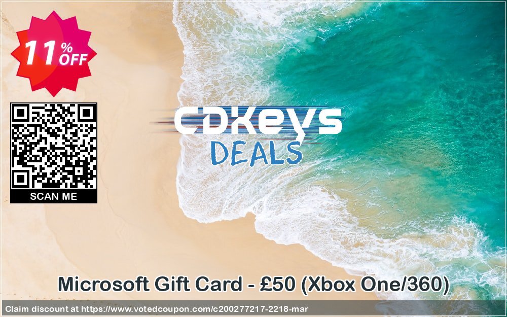 Microsoft Gift Card - £50, Xbox One/360  Coupon, discount Microsoft Gift Card - £50 (Xbox One/360) Deal. Promotion: Microsoft Gift Card - £50 (Xbox One/360) Exclusive offer 