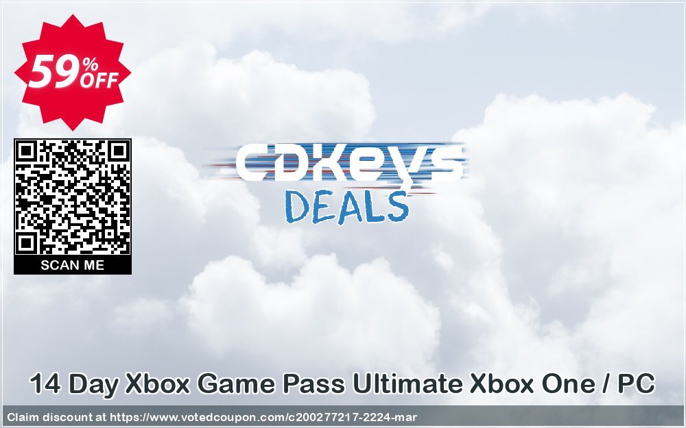 14 Day Xbox Game Pass Ultimate Xbox One / PC Coupon, discount 14 Day Xbox Game Pass Ultimate Xbox One / PC Deal. Promotion: 14 Day Xbox Game Pass Ultimate Xbox One / PC Exclusive offer 