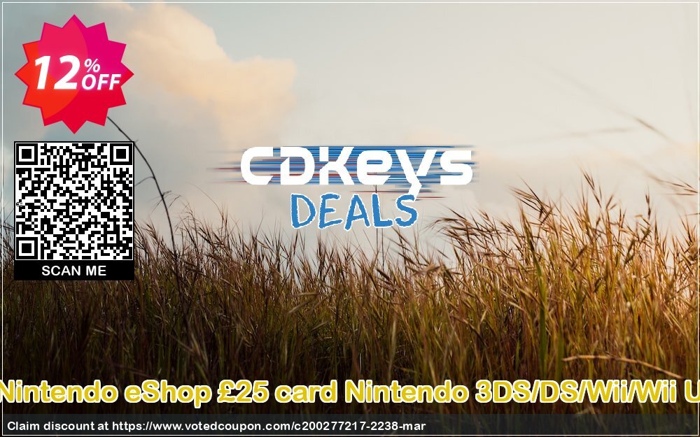 Nintendo eShop £25 card Nintendo 3DS/DS/Wii/Wii U Coupon Code Apr 2024, 12% OFF - VotedCoupon