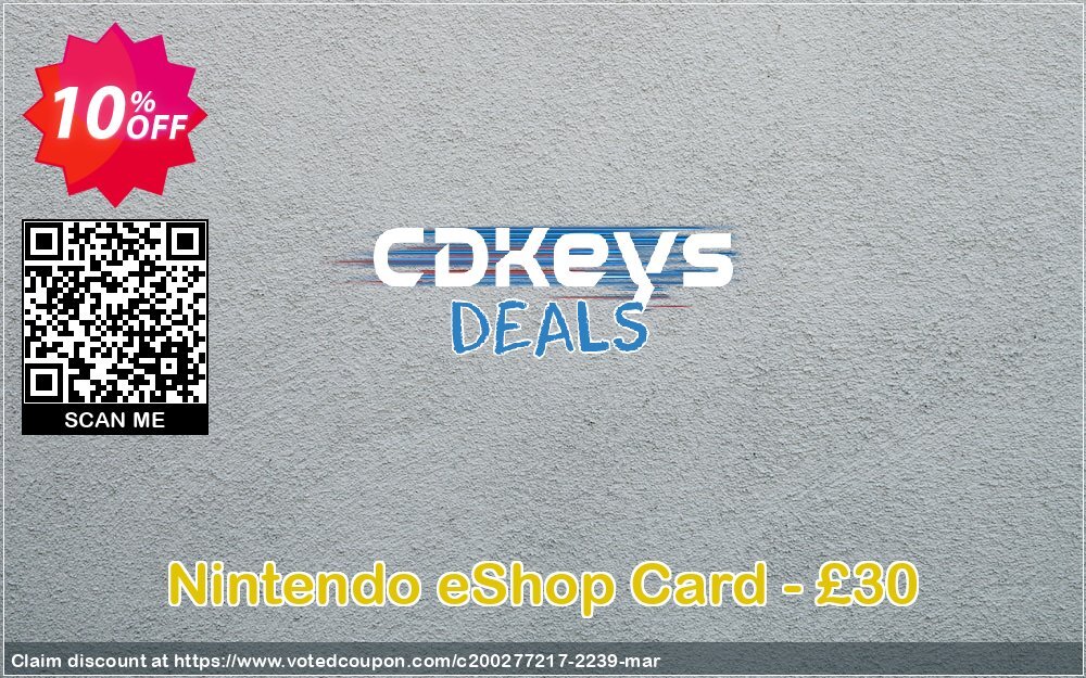 Nintendo eShop Card - £30 Coupon, discount Nintendo eShop Card - £30 Deal. Promotion: Nintendo eShop Card - £30 Exclusive offer 