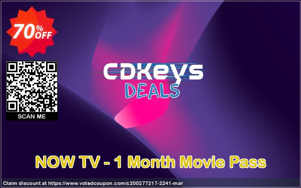 NOW TV - Monthly Movie Pass Coupon, discount NOW TV - 1 Month Movie Pass Deal. Promotion: NOW TV - 1 Month Movie Pass Exclusive offer 