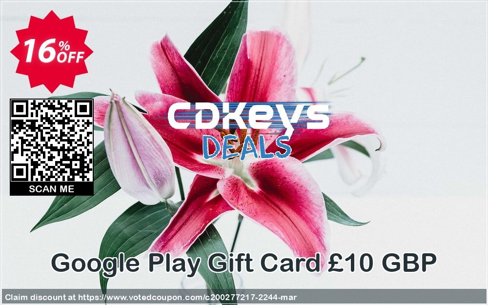 Google Play Gift Card £10 GBP Coupon, discount Google Play Gift Card £10 GBP Deal. Promotion: Google Play Gift Card £10 GBP Exclusive offer 