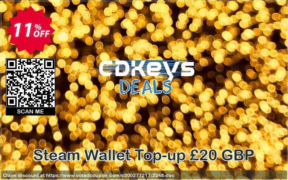Steam Wallet Top-up £20 GBP Coupon Code Apr 2024, 11% OFF - VotedCoupon