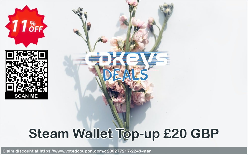 Steam Wallet Top-up £20 GBP Coupon Code Apr 2024, 11% OFF - VotedCoupon