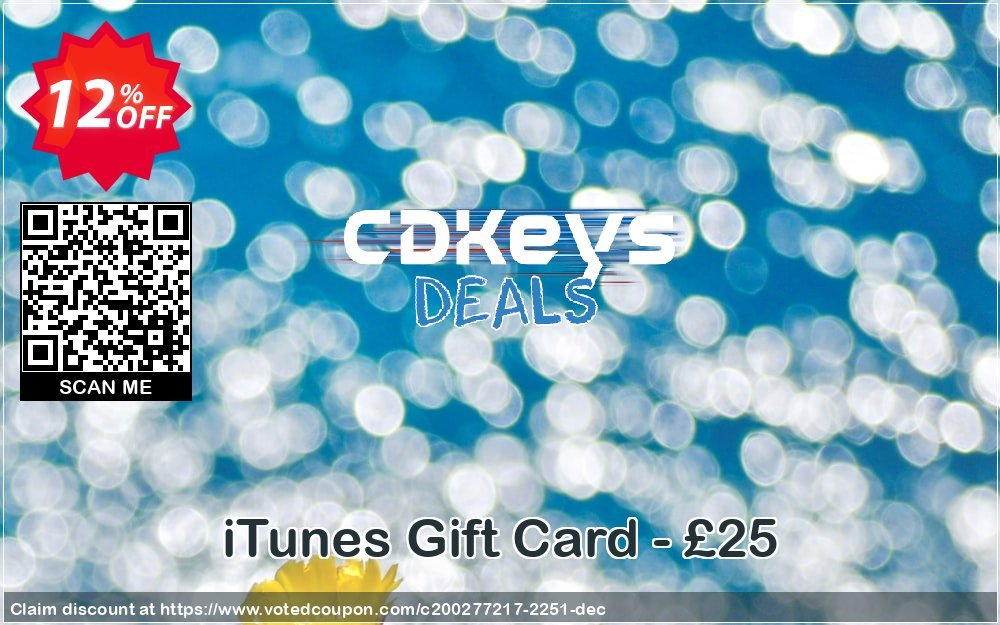 iTunes Gift Card - £25 Coupon Code Apr 2024, 12% OFF - VotedCoupon