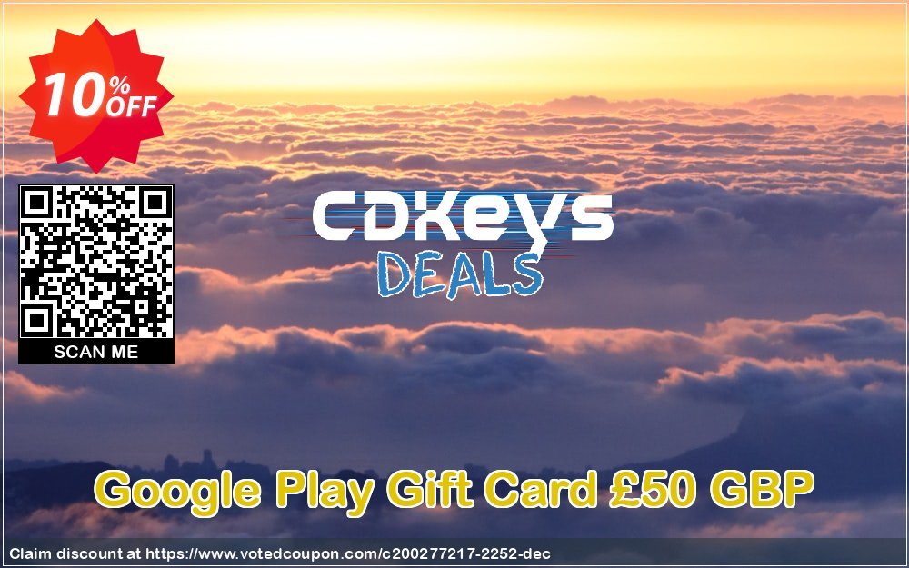 Google Play Gift Card £50 GBP Coupon, discount Google Play Gift Card £50 GBP Deal. Promotion: Google Play Gift Card £50 GBP Exclusive offer 