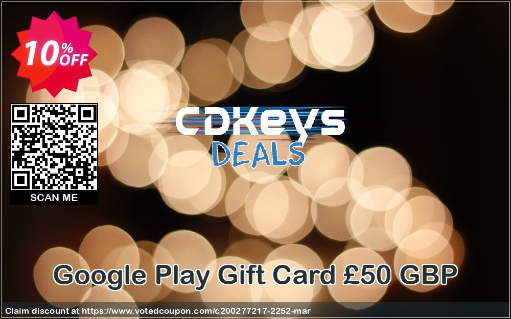 Google Play Gift Card £50 GBP Coupon, discount Google Play Gift Card £50 GBP Deal. Promotion: Google Play Gift Card £50 GBP Exclusive offer 