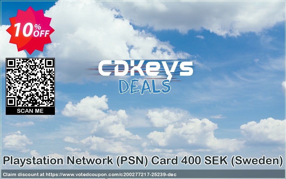 PS Network, PSN Card 400 SEK, Sweden  Coupon, discount Playstation Network (PSN) Card 400 SEK (Sweden) Deal. Promotion: Playstation Network (PSN) Card 400 SEK (Sweden) Exclusive offer 