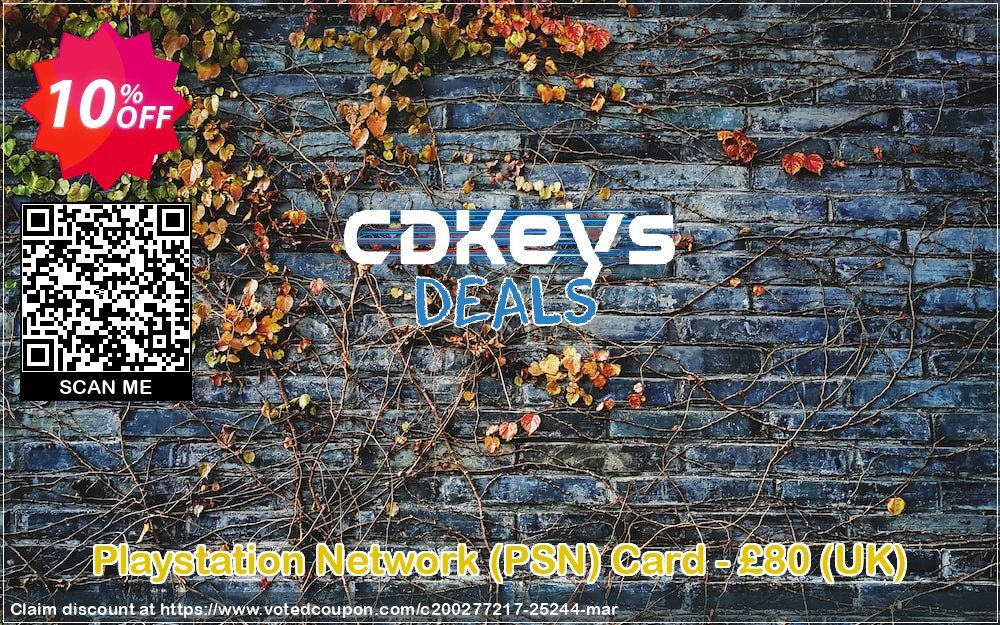 PS Network, PSN Card - £80, UK  Coupon Code May 2024, 10% OFF - VotedCoupon