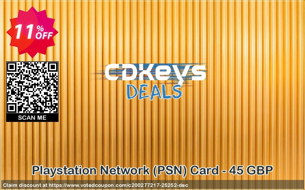 PS Network, PSN Card - 45 GBP Coupon, discount Playstation Network (PSN) Card - 45 GBP Deal. Promotion: Playstation Network (PSN) Card - 45 GBP Exclusive offer 