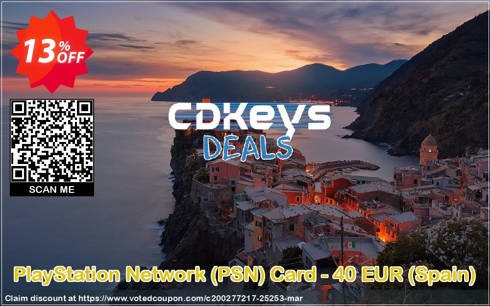 PS Network, PSN Card - 40 EUR, Spain  Coupon Code Apr 2024, 13% OFF - VotedCoupon