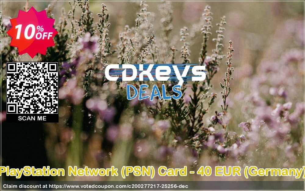 PS Network, PSN Card - 40 EUR, Germany  Coupon, discount PlayStation Network (PSN) Card - 40 EUR (Germany) Deal. Promotion: PlayStation Network (PSN) Card - 40 EUR (Germany) Exclusive offer 