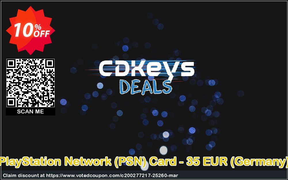 PS Network, PSN Card - 35 EUR, Germany  Coupon, discount PlayStation Network (PSN) Card - 35 EUR (Germany) Deal. Promotion: PlayStation Network (PSN) Card - 35 EUR (Germany) Exclusive offer 