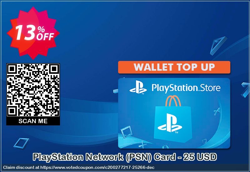 PS Network, PSN Card - 25 USD Coupon, discount PlayStation Network (PSN) Card - 25 USD Deal. Promotion: PlayStation Network (PSN) Card - 25 USD Exclusive offer 