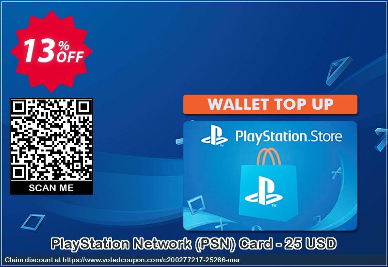 PS Network, PSN Card - 25 USD Coupon, discount PlayStation Network (PSN) Card - 25 USD Deal. Promotion: PlayStation Network (PSN) Card - 25 USD Exclusive offer 