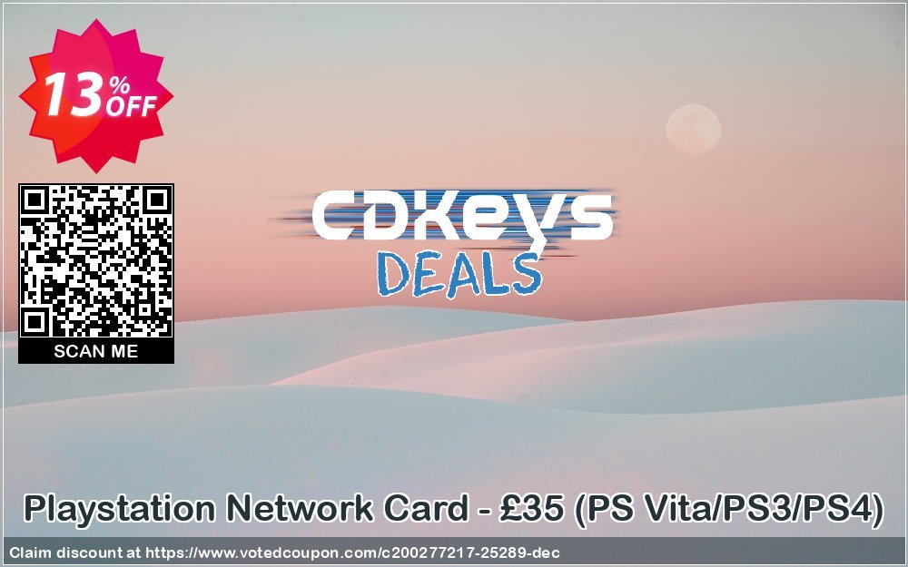 PS Network Card - £35, PS Vita/PS3/PS4  Coupon, discount Playstation Network Card - £35 (PS Vita/PS3/PS4) Deal. Promotion: Playstation Network Card - £35 (PS Vita/PS3/PS4) Exclusive offer 