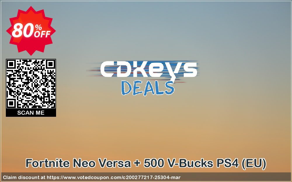 Fortnite Neo Versa + 500 V-Bucks PS4, EU  Coupon, discount Fortnite Neo Versa + 500 V-Bucks PS4 (EU) Deal. Promotion: Fortnite Neo Versa + 500 V-Bucks PS4 (EU) Exclusive offer 