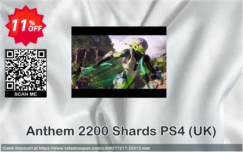 Anthem 2200 Shards PS4, UK  Coupon Code Apr 2024, 11% OFF - VotedCoupon