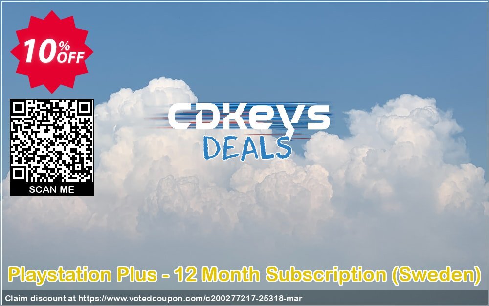 PS Plus - 12 Month Subscription, Sweden  Coupon, discount Playstation Plus - 12 Month Subscription (Sweden) Deal. Promotion: Playstation Plus - 12 Month Subscription (Sweden) Exclusive offer 