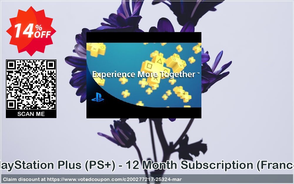 PS Plus, PS+ - 12 Month Subscription, France  Coupon, discount PlayStation Plus (PS+) - 12 Month Subscription (France) Deal. Promotion: PlayStation Plus (PS+) - 12 Month Subscription (France) Exclusive offer 