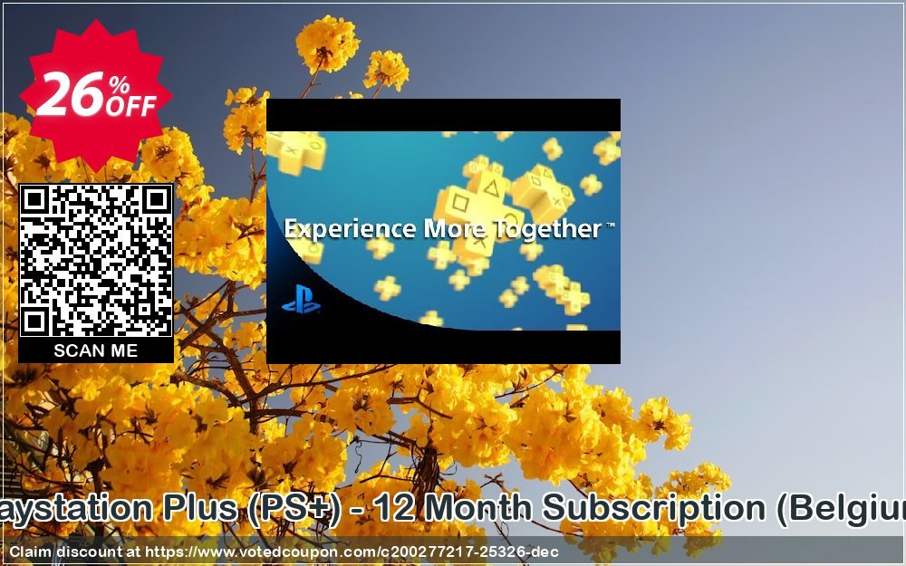 PS Plus, PS+ - 12 Month Subscription, Belgium  Coupon, discount Playstation Plus (PS+) - 12 Month Subscription (Belgium) Deal. Promotion: Playstation Plus (PS+) - 12 Month Subscription (Belgium) Exclusive offer 
