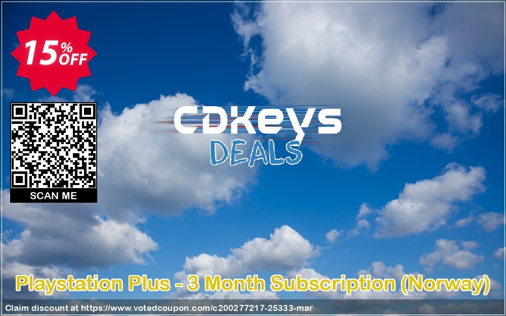 PS Plus - 3 Month Subscription, Norway  Coupon, discount Playstation Plus - 3 Month Subscription (Norway) Deal. Promotion: Playstation Plus - 3 Month Subscription (Norway) Exclusive offer 