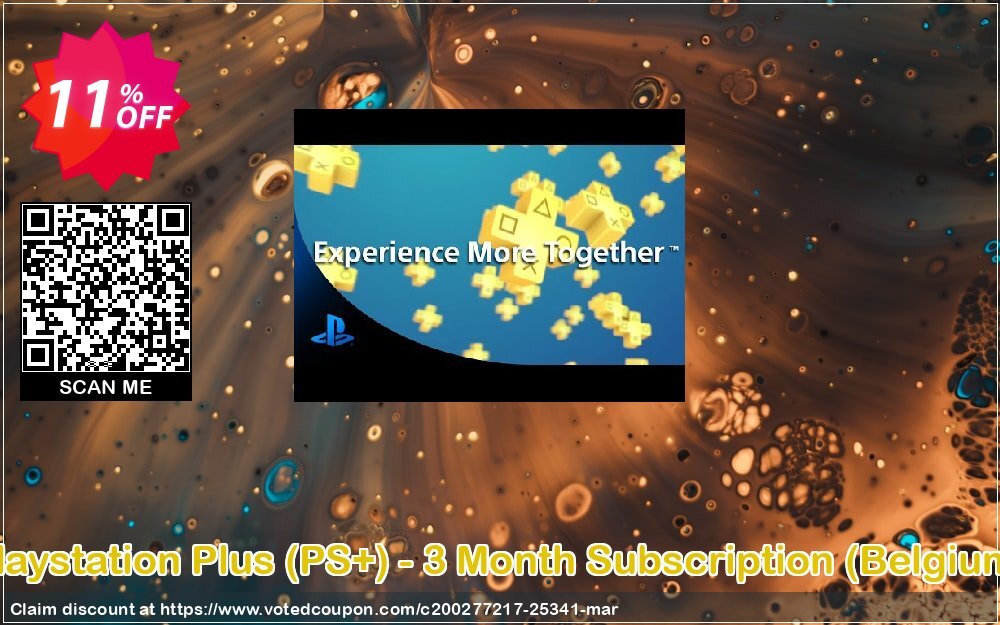 PS Plus, PS+ - 3 Month Subscription, Belgium  Coupon, discount Playstation Plus (PS+) - 3 Month Subscription (Belgium) Deal. Promotion: Playstation Plus (PS+) - 3 Month Subscription (Belgium) Exclusive offer 