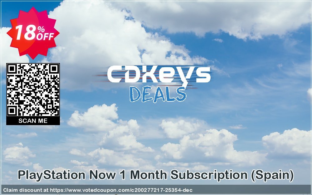 PS Now Monthly Subscription, Spain  Coupon, discount PlayStation Now 1 Month Subscription (Spain) Deal. Promotion: PlayStation Now 1 Month Subscription (Spain) Exclusive offer 