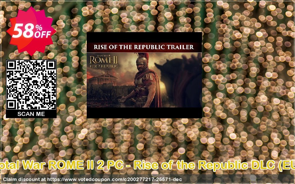 Total War ROME II 2 PC - Rise of the Republic DLC, EU  Coupon, discount Total War ROME II 2 PC - Rise of the Republic DLC (EU) Deal. Promotion: Total War ROME II 2 PC - Rise of the Republic DLC (EU) Exclusive offer 