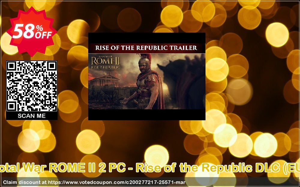 Total War ROME II 2 PC - Rise of the Republic DLC, EU  Coupon, discount Total War ROME II 2 PC - Rise of the Republic DLC (EU) Deal. Promotion: Total War ROME II 2 PC - Rise of the Republic DLC (EU) Exclusive offer 