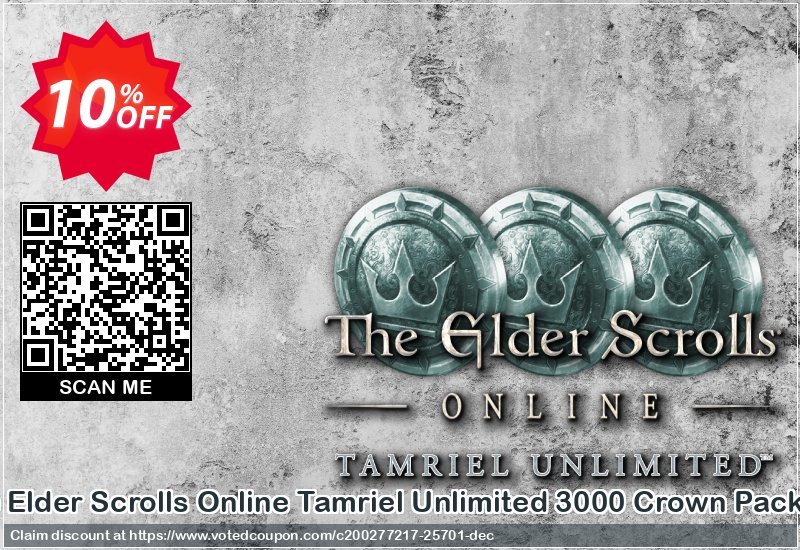 The Elder Scrolls Online Tamriel Unlimited 3000 Crown Pack PC Coupon Code Apr 2024, 10% OFF - VotedCoupon