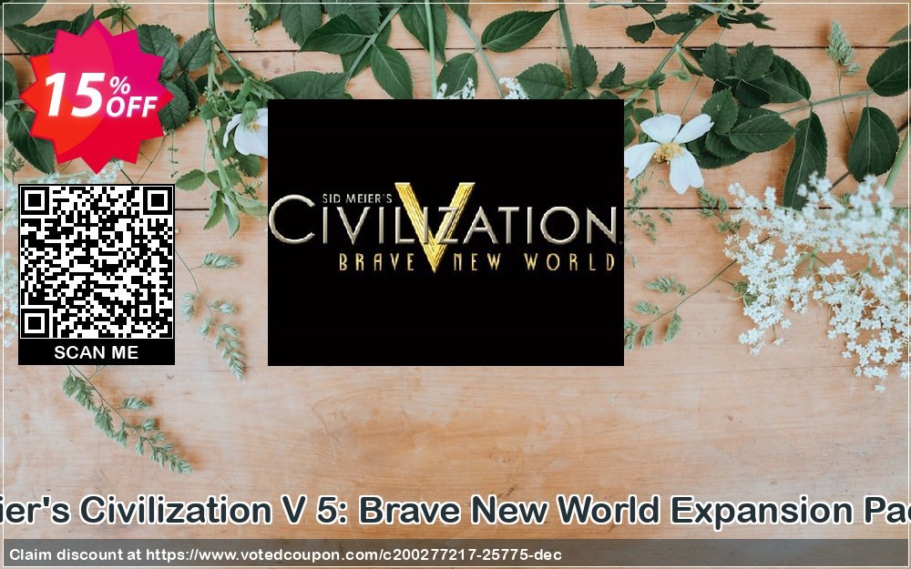 Sid Meier's Civilization V 5: Brave New World Expansion Pack, PC  Coupon, discount Sid Meier's Civilization V 5: Brave New World Expansion Pack (PC) Deal. Promotion: Sid Meier's Civilization V 5: Brave New World Expansion Pack (PC) Exclusive offer 
