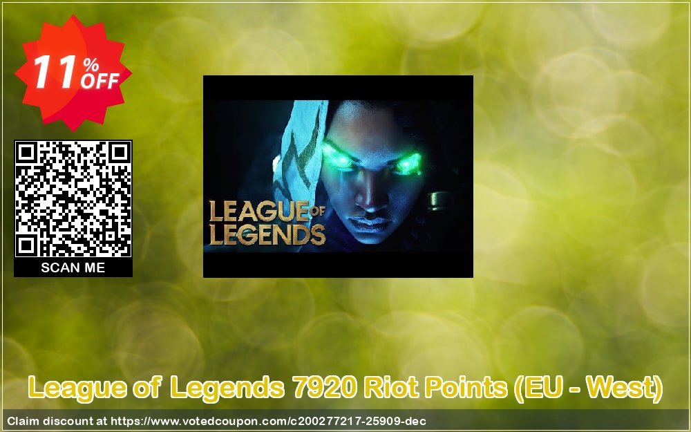 League of Legends 7920 Riot Points, EU - West  Coupon, discount League of Legends 7920 Riot Points (EU - West) Deal. Promotion: League of Legends 7920 Riot Points (EU - West) Exclusive offer 
