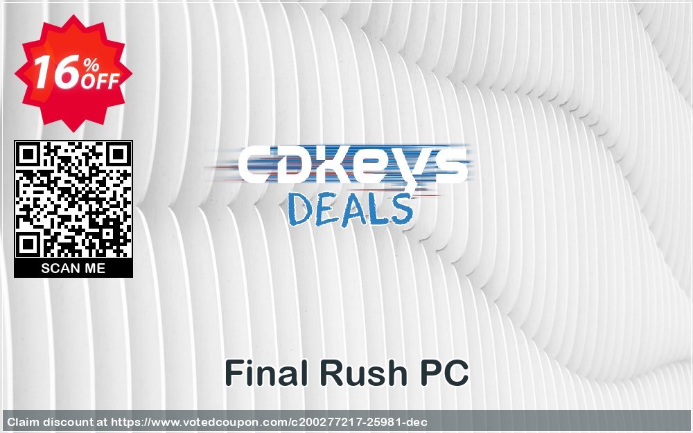 Final Rush PC Coupon, discount Final Rush PC Deal. Promotion: Final Rush PC Exclusive offer 