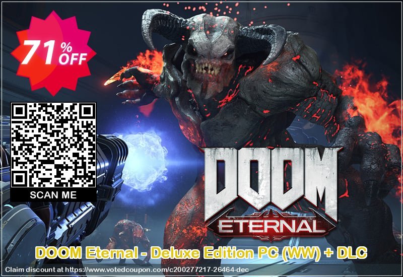 DOOM Eternal - Deluxe Edition PC, WW + DLC Coupon Code May 2024, 71% OFF - VotedCoupon