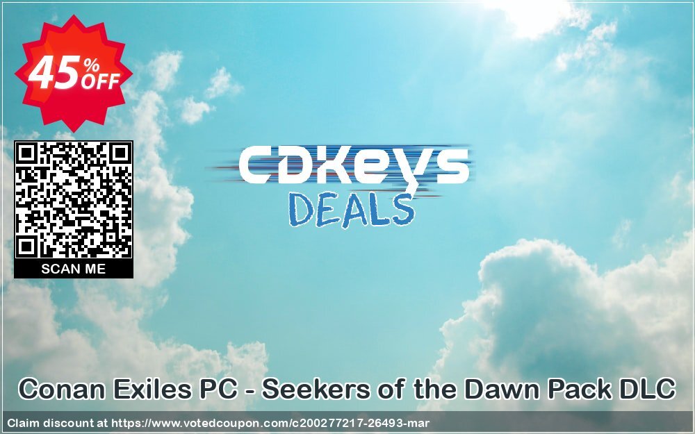 Conan Exiles PC - Seekers of the Dawn Pack DLC Coupon, discount Conan Exiles PC - Seekers of the Dawn Pack DLC Deal. Promotion: Conan Exiles PC - Seekers of the Dawn Pack DLC Exclusive Easter Sale offer 