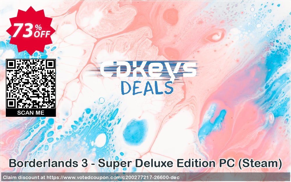 Borderlands 3 - Super Deluxe Edition PC, Steam  Coupon, discount Borderlands 3 - Super Deluxe Edition PC (Steam) Deal. Promotion: Borderlands 3 - Super Deluxe Edition PC (Steam) Exclusive Easter Sale offer 