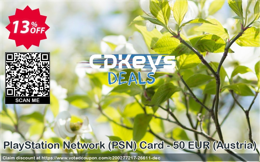 PS Network, PSN Card - 50 EUR, Austria  Coupon, discount PlayStation Network (PSN) Card - 50 EUR (Austria) Deal. Promotion: PlayStation Network (PSN) Card - 50 EUR (Austria) Exclusive Easter Sale offer 