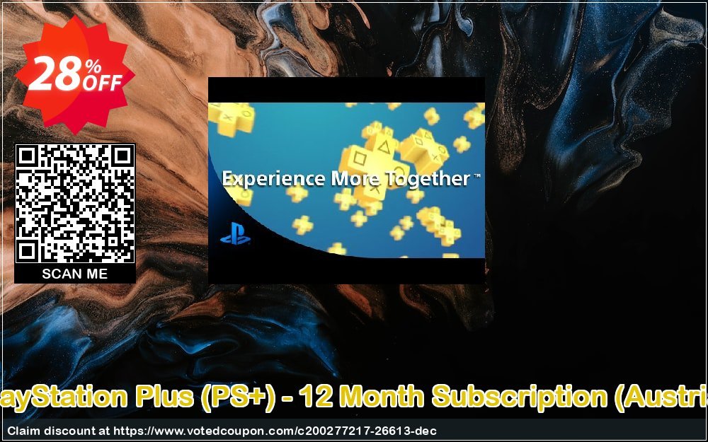 PS Plus, PS+ - 12 Month Subscription, Austria  Coupon, discount PlayStation Plus (PS+) - 12 Month Subscription (Austria) Deal. Promotion: PlayStation Plus (PS+) - 12 Month Subscription (Austria) Exclusive Easter Sale offer 