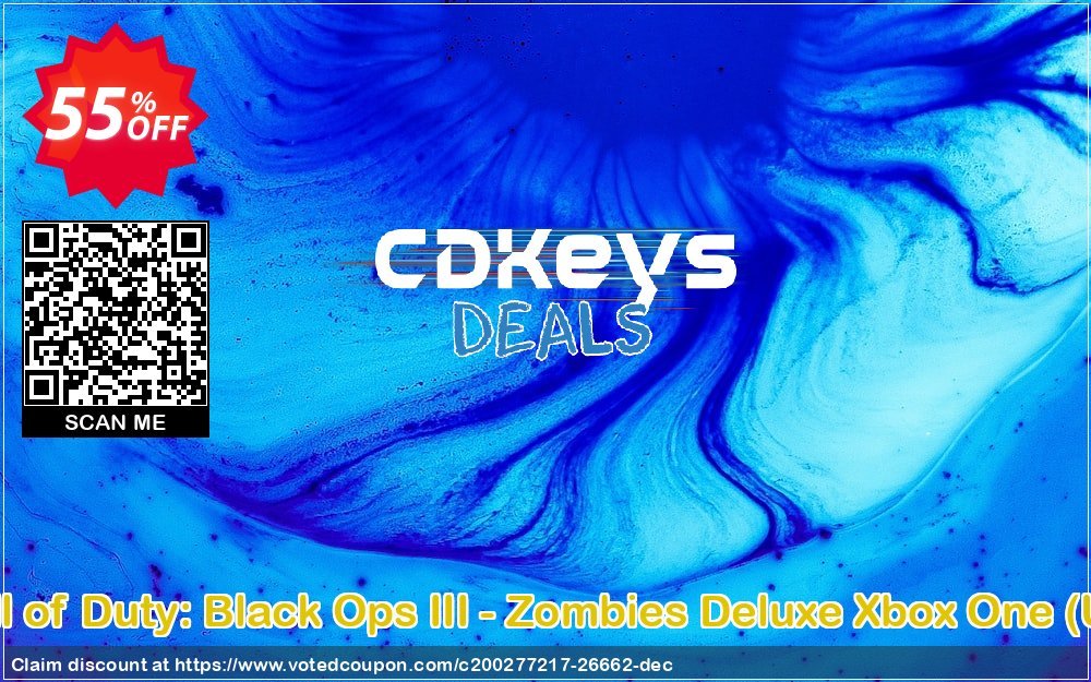 Call of Duty: Black Ops III - Zombies Deluxe Xbox One, UK  Coupon, discount Call of Duty: Black Ops III - Zombies Deluxe Xbox One (UK) Deal. Promotion: Call of Duty: Black Ops III - Zombies Deluxe Xbox One (UK) Exclusive Easter Sale offer 