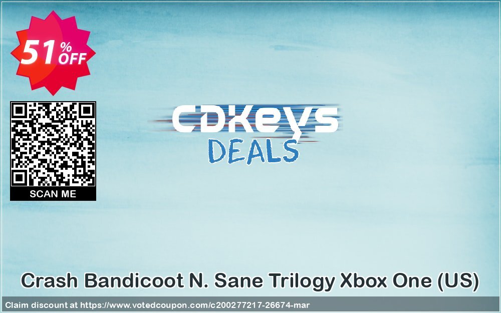 Crash Bandicoot N. Sane Trilogy Xbox One, US  Coupon, discount Crash Bandicoot N. Sane Trilogy Xbox One (US) Deal. Promotion: Crash Bandicoot N. Sane Trilogy Xbox One (US) Exclusive Easter Sale offer 