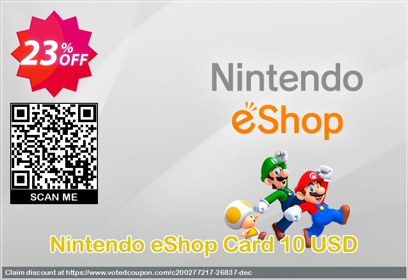 Nintendo eShop Card 10 USD Coupon Code Apr 2024, 23% OFF - VotedCoupon