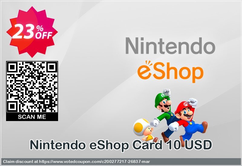 Nintendo eShop Card 10 USD Coupon Code Apr 2024, 23% OFF - VotedCoupon