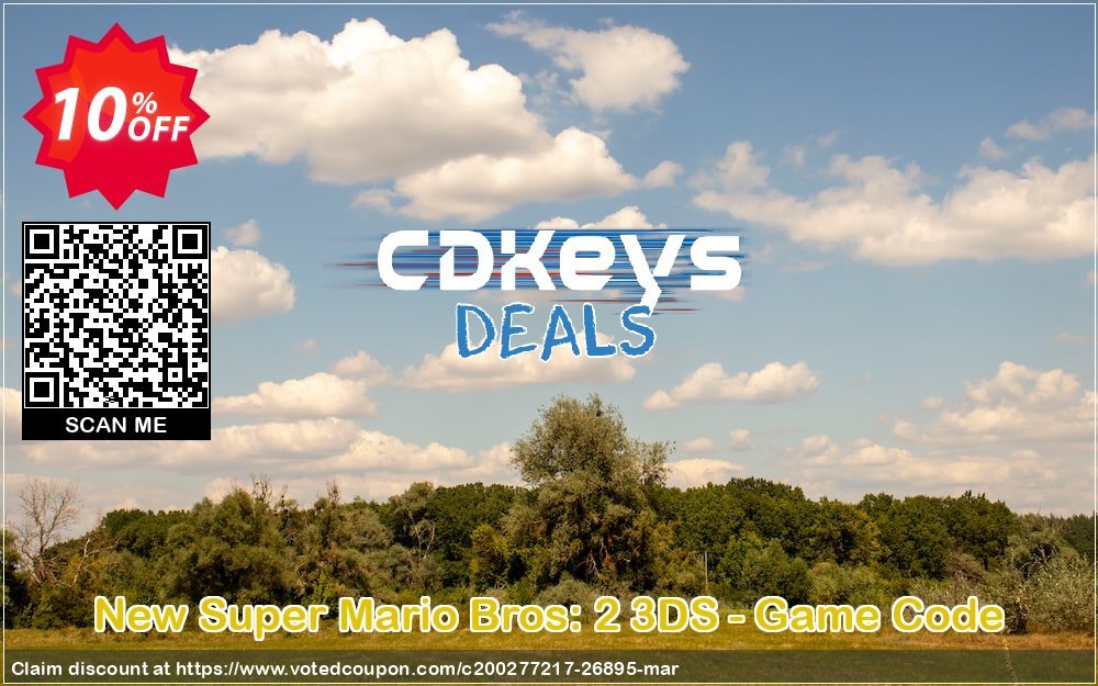 New Super Mario Bros: 2 3DS - Game Code Coupon, discount New Super Mario Bros: 2 3DS - Game Code Deal. Promotion: New Super Mario Bros: 2 3DS - Game Code Exclusive Easter Sale offer 