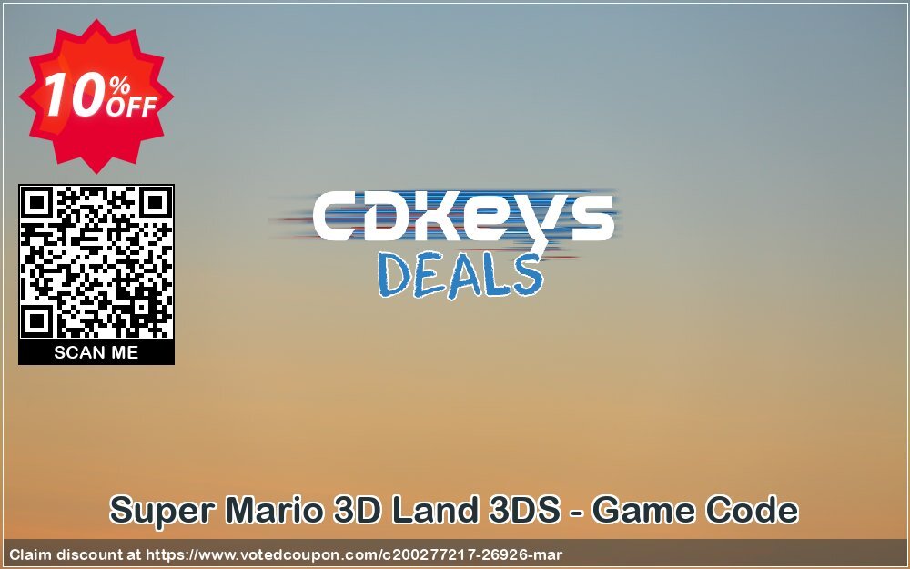 Super Mario 3D Land 3DS - Game Code Coupon, discount Super Mario 3D Land 3DS - Game Code Deal. Promotion: Super Mario 3D Land 3DS - Game Code Exclusive Easter Sale offer 