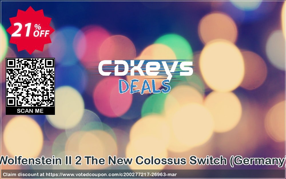 Wolfenstein II 2 The New Colossus Switch, Germany  Coupon, discount Wolfenstein II 2 The New Colossus Switch (Germany) Deal. Promotion: Wolfenstein II 2 The New Colossus Switch (Germany) Exclusive Easter Sale offer 